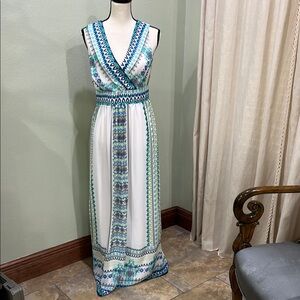 Studio One White and Blue Halter Sundress